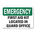 thumbnail image 1 of OSHA EMERGENCY Sign - First Aid Kit Located In Guard Office | Decal | Protect Your Business, Work Site, Warehouse & Shop Area | Made in the USA, 1 of 5