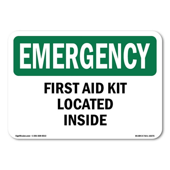 OSHA EMERGENCY Sign - First Aid Kit Located Inside | Decal | Protect Your Business, Construction Site, Warehouse & Shop Area | Made in the USA