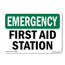 OSHA EMERGENCY Sign - First Aid Station | Plastic Sign | Protect Your Business, Construction Site, Warehouse & Shop Area | Made in the USA