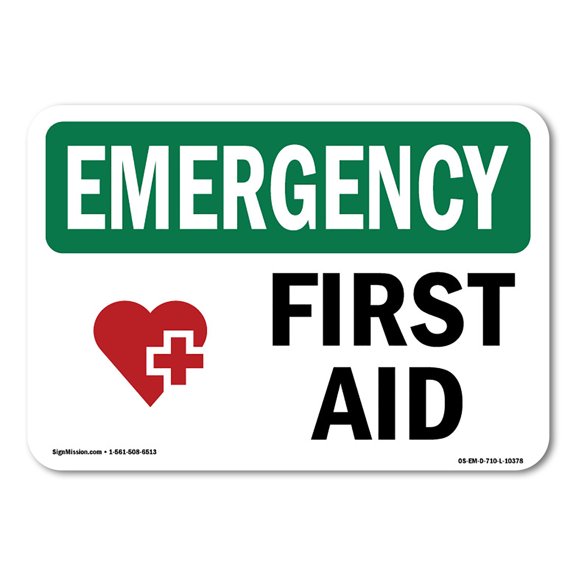 OSHA EMERGENCY Sign - First Aid With Symbol | Plastic Sign | Protect Your Business, Construction Site, Warehouse & Shop Area | Made in the USA