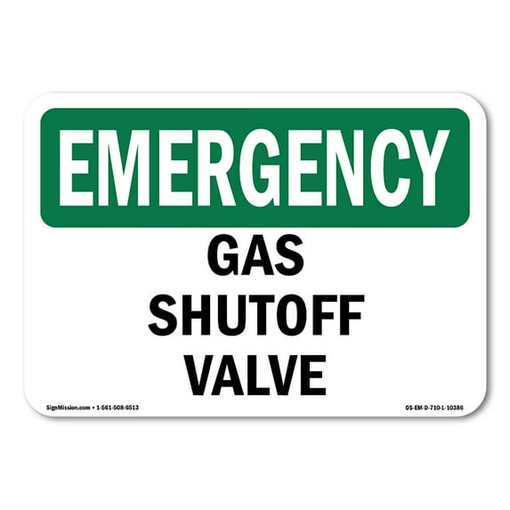 OSHA EMERGENCY Sign - Gas Shutoff Valve | Decal | Protect Your Business, Construction Site, Warehouse & Shop Area | Made in the USA