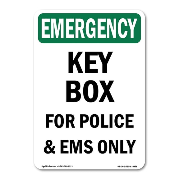 OSHA EMERGENCY Sign - Key Box For Police And EMS Only | Decal | Protect Your Business, Construction Site, Warehouse & Shop Area | Made in the USA