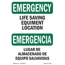 OSHA EMERGENCY Sign - Life Saving Equipment Location Bilingual | Plastic Sign | Protect Your Business, Work Site, Warehouse & Shop Area | Made in the USA