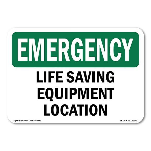 OSHA EMERGENCY Sign - Life Saving Equipment Location | Decal | Protect Your Business, Construction Site, Warehouse & Shop Area | Made in the USA
