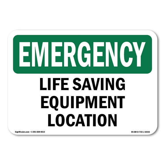 OSHA EMERGENCY Sign - Life Saving Equipment Location | Plastic Sign | Protect Your Business, Construction Site, Warehouse & Shop Area | Made in the USA