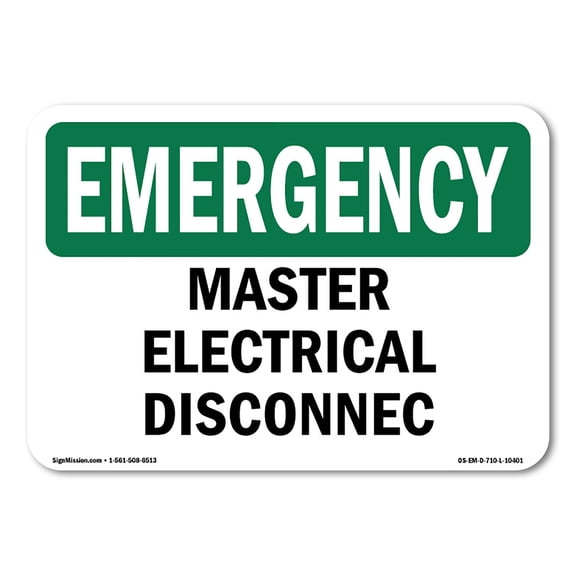 OSHA EMERGENCY Sign - Master Electrical Disconnect | Decal | Protect Your Business, Construction Site, Warehouse & Shop Area | Made in the USA