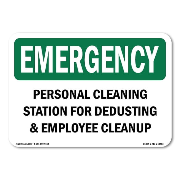 OSHA EMERGENCY Sign - Personal Cleaning Station For Dedusting | Decal | Protect Your Business, Work Site, Warehouse & Shop Area | Made in the USA