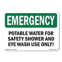 OSHA EMERGENCY Sign - Potable Water For Safety Shower And Eye | Decal | Protect Your Business, Work Site, Warehouse & Shop Area | Made in the USA