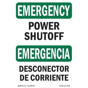 OSHA EMERGENCY Sign - Power Shutoff | Decal | Protect Your Business, Construction Site, Warehouse & Shop Area | Made in the USA