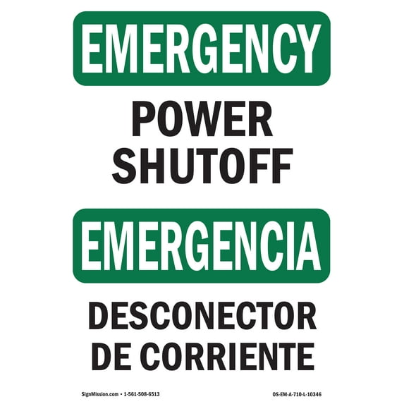 OSHA EMERGENCY Sign - Power Shutoff | Plastic Sign | Protect Your Business, Construction Site, Warehouse & Shop Area | Made in the USA