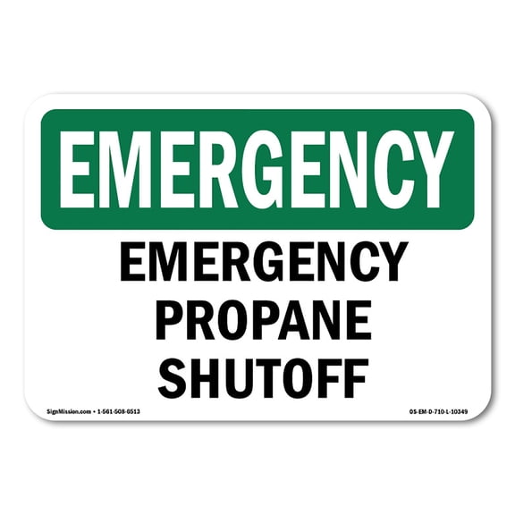 OSHA EMERGENCY Sign - Propane Shutoff | Choose from: Aluminum, Rigid Plastic or Vinyl Label Decal | Protect Your Business, Construction Site, Warehouse & Shop Area | Made in the USA