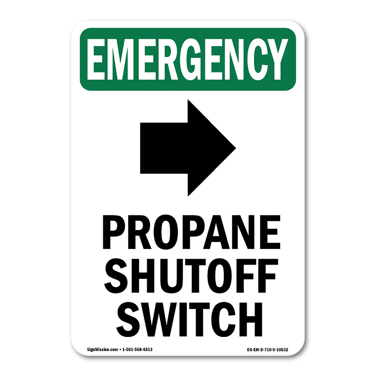OSHA EMERGENCY Sign - Propane Shutoff Switch With Symbol | Decal ...