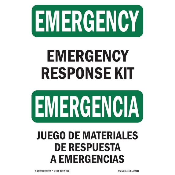 OSHA EMERGENCY Sign - Response Kit Bilingual | Decal | Protect Your Business, Construction Site, Warehouse & Shop Area | Made in the USA