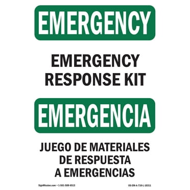 OSHA EMERGENCY Sign - Response Kit Bilingual | Plastic Sign | Protect Your Business, Construction Site, Warehouse & Shop Area | Made in the USA