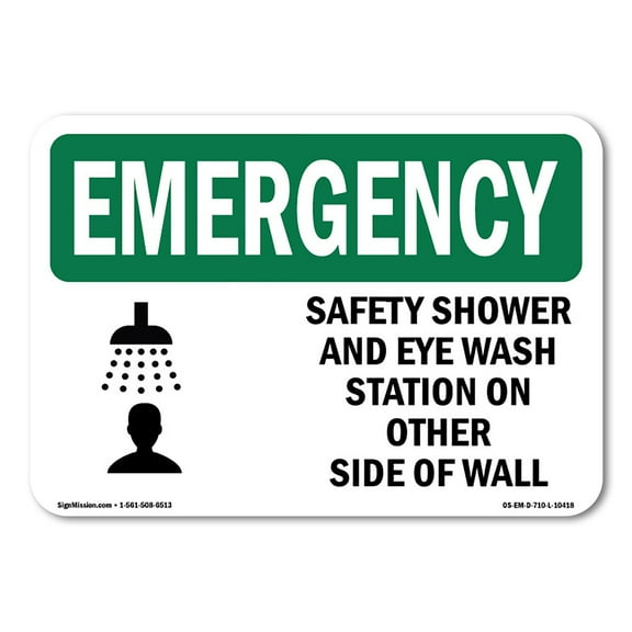 OSHA EMERGENCY Sign - Safety Shower And Eye Wash Station With Symbol | Decal | Protect Your Business, Work Site, Warehouse | Made in the USA