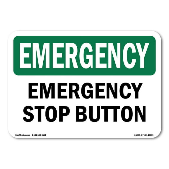 OSHA EMERGENCY Sign - Stop Button | Plastic Sign | Protect Your Business, Construction Site, Warehouse & Shop Area | Made in the USA