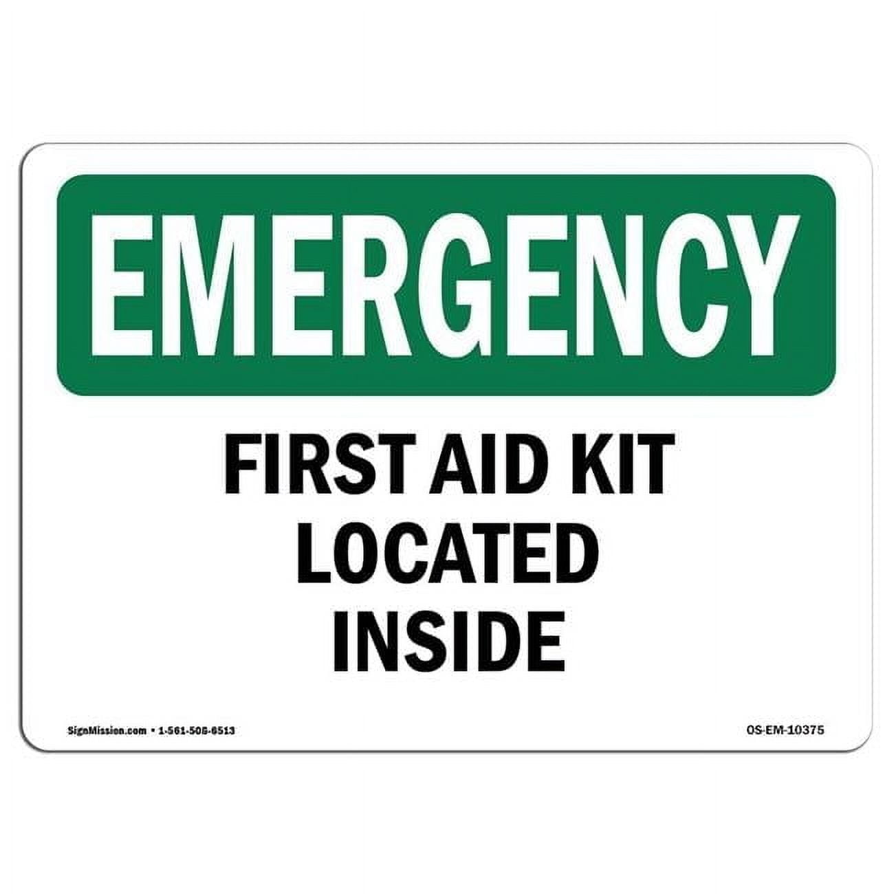 OSHA Emergency Sign - First Aid Kit Located Inside - Walmart.com