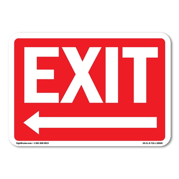 OSHA Exit Sign with Left Arrow | Vinyl Decal | Protect Your Business, Construction Site, Warehouse & Shop Area | Made in the USA