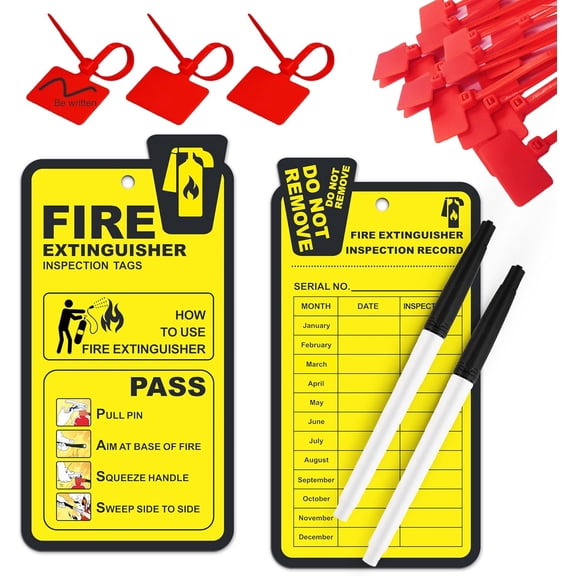 OSHA Fire Extinguisher Yearly Monthly Inspection Tags, Plastic Fire Extinguisher Maintenance Safety Tag for Check Record Cards 2026-2029, Waterproof