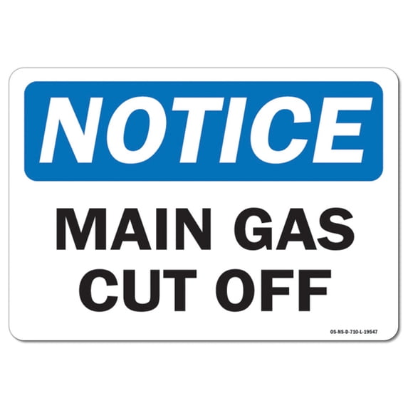 OSHA Notice Decal - Main Gas Cut Off | Decal | Protect Your Business, Work Site, Warehouse & Shop Area | Made in the USA