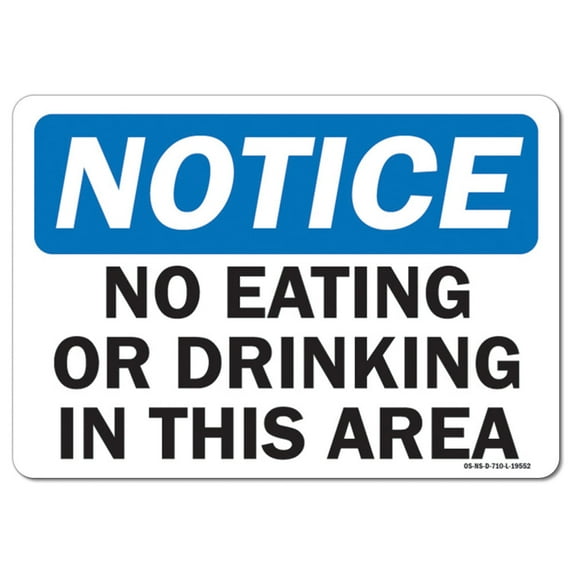 OSHA Notice Decal - No Eating or Drinking in this Area | Decal | Protect Your Business, Work Site, Warehouse & Shop Area | Made in the USA