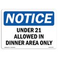 thumbnail image 1 of OSHA Notice Sign - Under 21 Allowed In Dining Area Only | Plastic Sign | Protect Your Business, Construction Site, Warehouse & Shop Area |  Made in the USA, 1 of 5