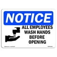 thumbnail image 1 of OSHA Notice Sign - All Employees Wash Hands Before Sign With Symbol | Decal | Protect Your Business, Construction Site |  Made in the USA, 1 of 4
