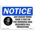 thumbnail image 1 of OSHA Notice Sign - Any Height Work Over 3 Feet Sign With Symbol | Decal | Protect Your Business, Construction Site |  Made in the USA, 1 of 4