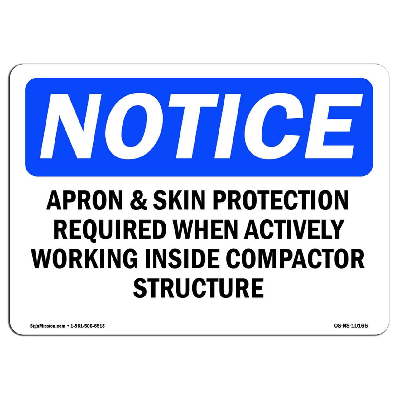OSHA Notice Sign - Apron & Skin Protection Required When Actively ...