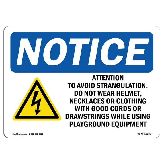 OSHA Notice Sign - Attention To Avoid Strangulation | Plastic Sign | Protect Your Business, Construction Site, Warehouse & Shop Area | Made in the USA