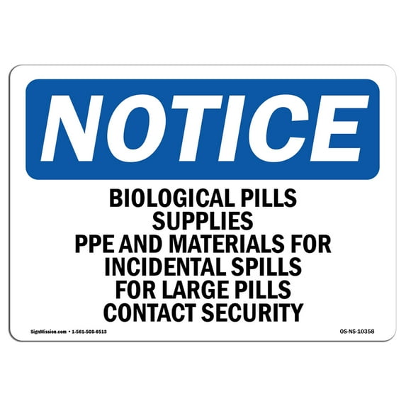 OSHA Notice Sign - Biological Spill Supplies PPE And Materials | Decal | Protect Your Business, Construction Site | Made in the USA
