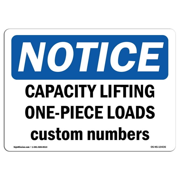 OSHA Notice Sign - Capacity Lifting | Plastic Sign | Protect Your Business, Construction Site, Warehouse & Shop Area | Made in the USA