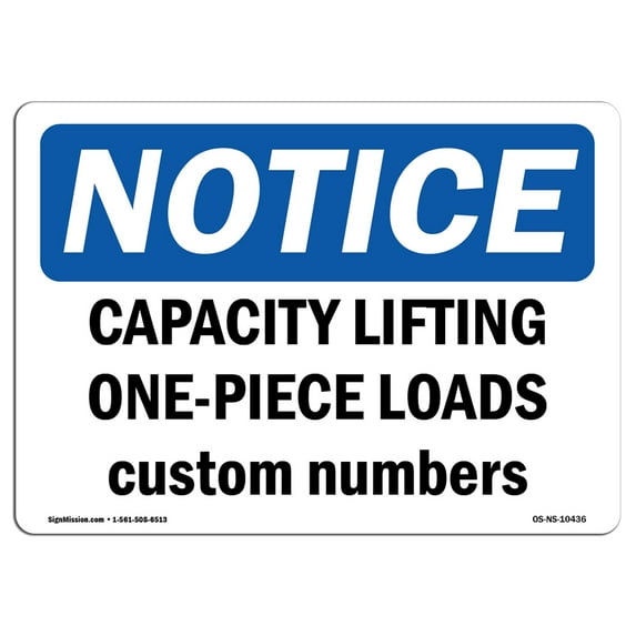 OSHA Notice Sign - Capacity Lifting | Plastic Sign | Protect Your Business, Construction Site, Warehouse & Shop Area | Made in the USA