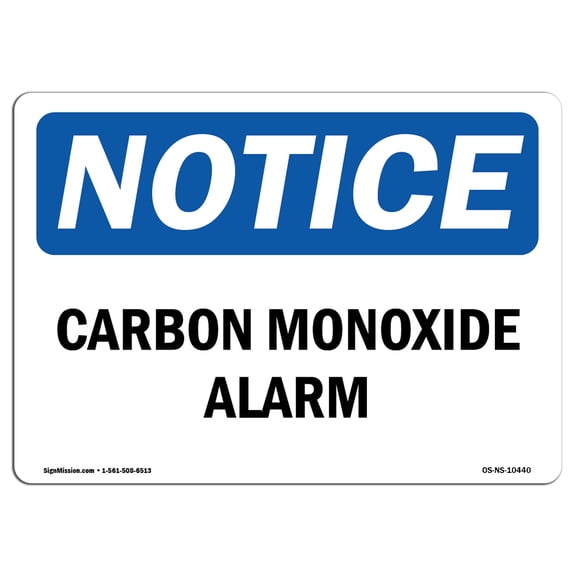 OSHA Notice Sign - Carbon Monoxide Alarm | Plastic Sign | Protect Your Business, Construction Site, Warehouse & Shop Area |  Made in the USA