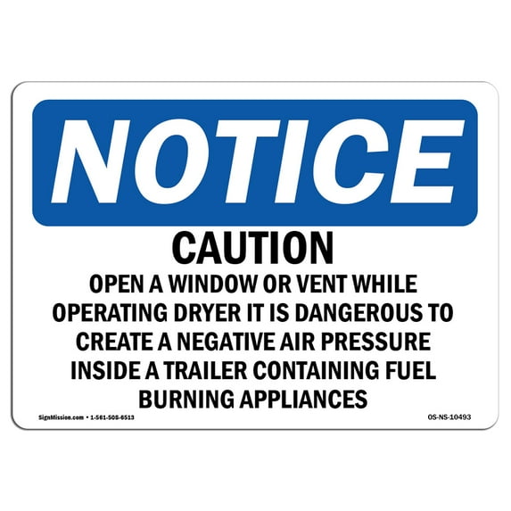 OSHA Notice Sign - Caution Open A Window Or Vent While Operating | Plastic Sign | Protect Your Business, Work Site, Warehouse & Shop Area | Made in the USA