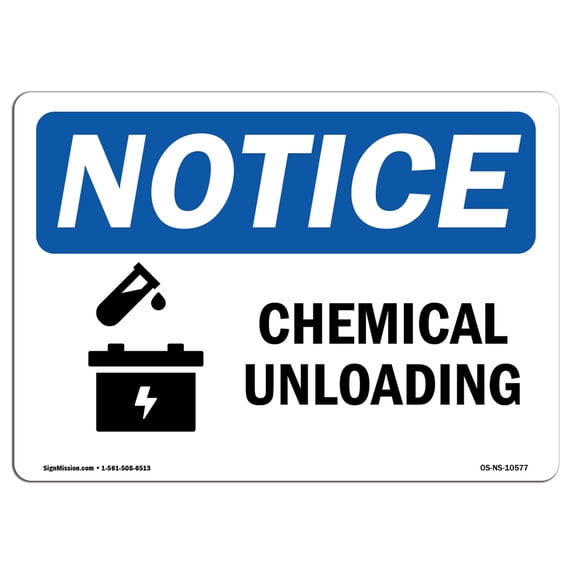 OSHA Notice Sign - Chemical Unloading Sign With Symbol | Decal | Protect Your Business, Construction Site, Warehouse | Made in the USA