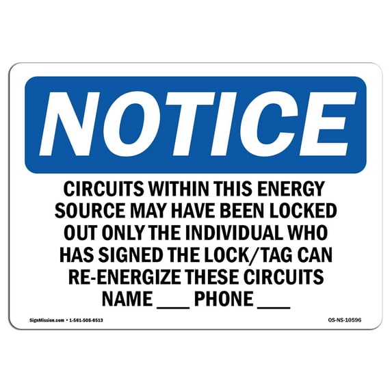 OSHA Notice Sign - Circuits Within This Energy Source Have | Decal | Protect Your Business, Construction Site | Made in the USA
