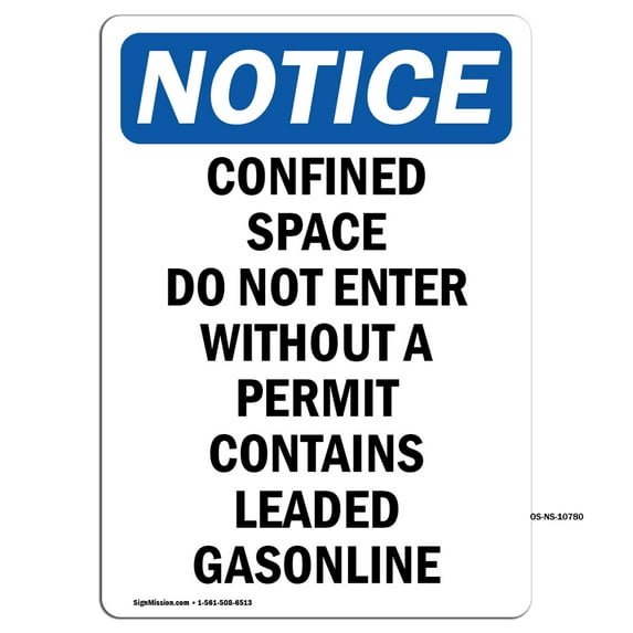 OSHA Notice Sign - Confined Space Do Not Enter Without | Plastic Sign | Protect Your Business, Construction Site, Warehouse & Shop Area | Made in the USA