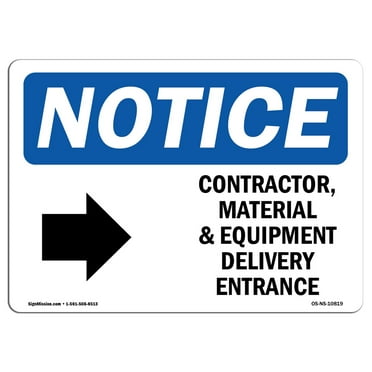 OSHA Notice Sign - Contractor Material And Equipment Sign With Symbol | Decal | Protect Your Business Work Site |  Made in the USA