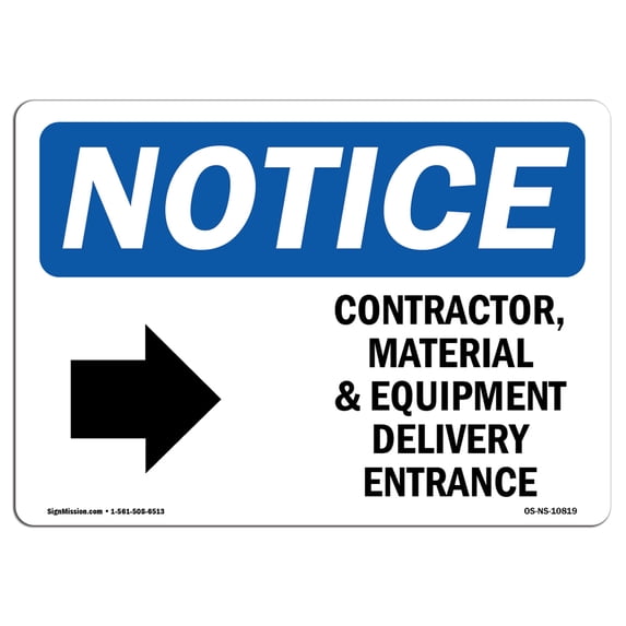 OSHA Notice Sign - Contractor Material And Equipment | Aluminum Sign | Protect Your Business Construction Site Warehouse & Shop Area | Made in the USA