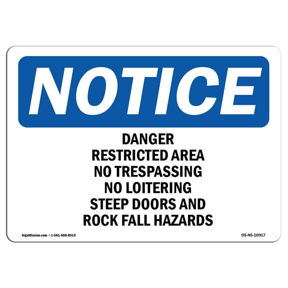 OSHA Notice Sign - Danger Restricted Area No Trespassing No | Plastic Sign | Protect Your Business, Work Site, Warehouse & Shop Area | Made in the USA