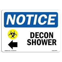 OSHA Notice Sign - Decon Shower [Left Arrow] Sign With Symbol | Decal | Protect Your Business, Construction Site |  Made in the USA