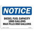 thumbnail image 1 of OSHA Notice Sign - Diesel Fuel Capacity 1000 Gallons Max Fill | Plastic Sign | Protect Your Business, Work Site, Warehouse & Shop Area |  Made in the USA, 1 of 5