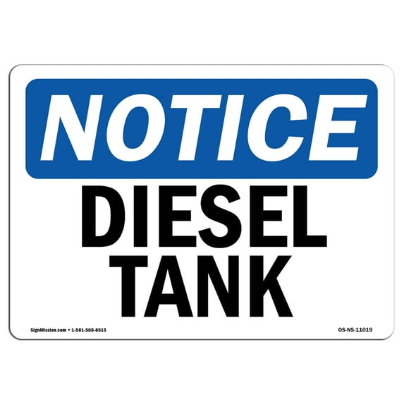 OSHA Notice Sign - Diesel Tank | Decal | Protect Your Business, Construction Site, Warehouse & Shop Area | Made in the USA
