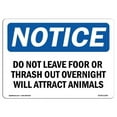 thumbnail image 1 of OSHA Notice Sign - Do Not Leave Food or Trash Out Overnight, 1 of 1