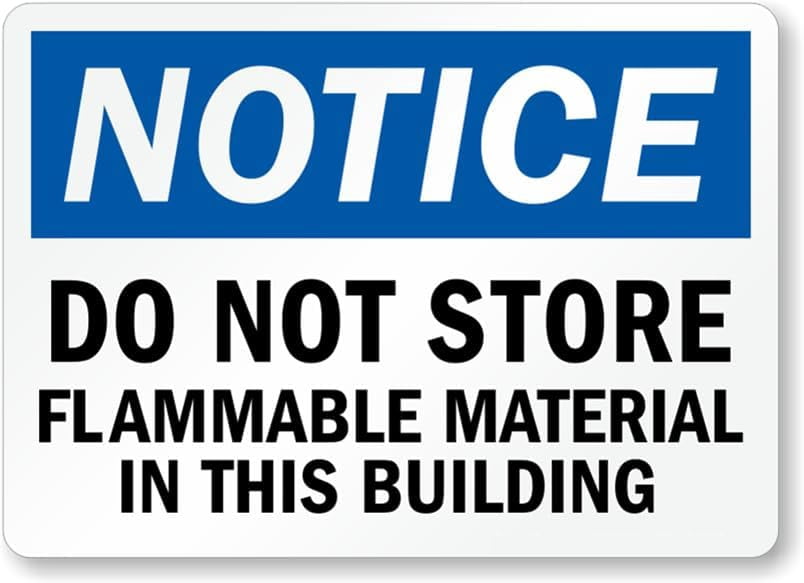 Osha Building Sign OSHA Notice Sign: Do Not Store, Flammable Material In This Building Man ...
