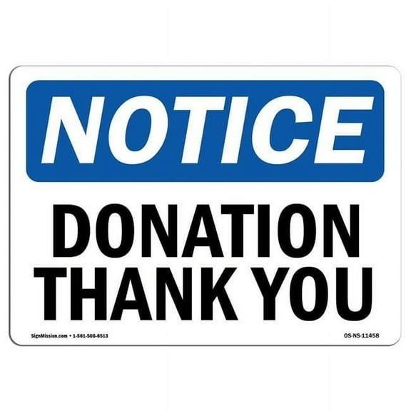 OSHA Notice Sign - Donation Thank You