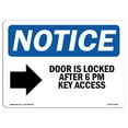 thumbnail image 1 of OSHA Notice Sign - Door Is Locked After 6 Pm Key | Plastic Sign | Protect Your Business, Construction Site, Warehouse & Shop Area |  Made in the USA, 1 of 5