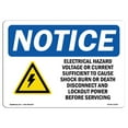 thumbnail image 1 of OSHA Notice Sign - Electrical Hazard Voltage Or Sign With Symbol | Decal | Protect Your Business, Construction Site |  Made in the USA, 1 of 4