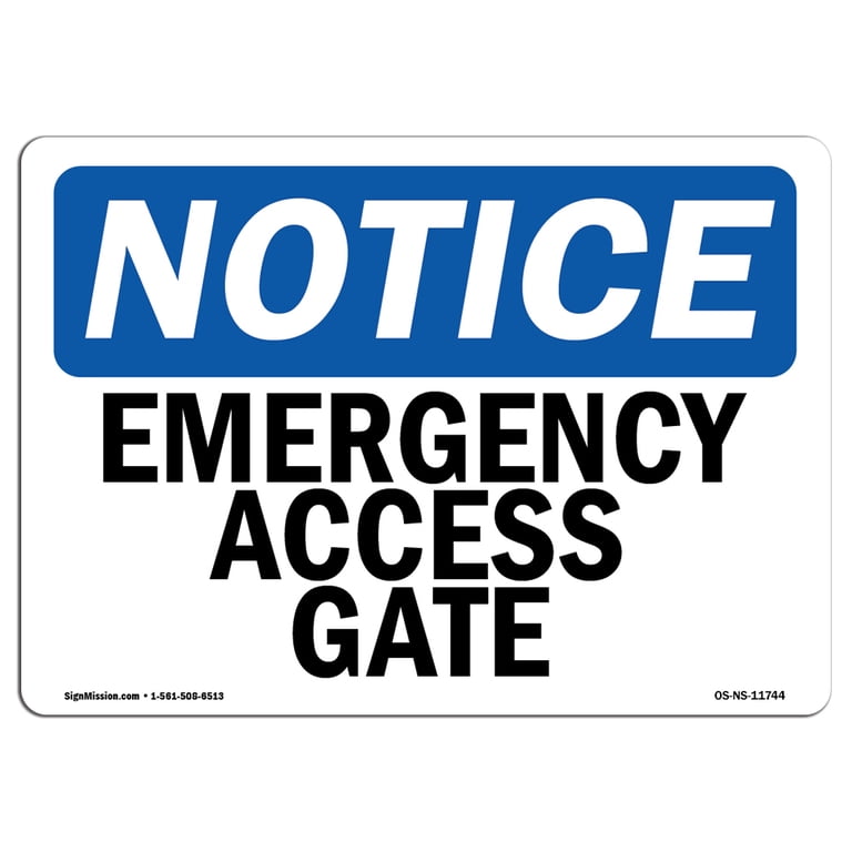 USA ストリート看板　NOTICE OSHA Notice Sign - Emergency Access Gate | Plastic Sign | Protect